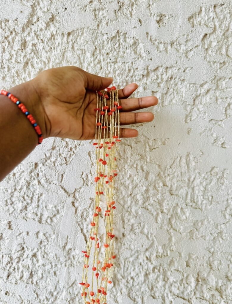Golden coral waistbead