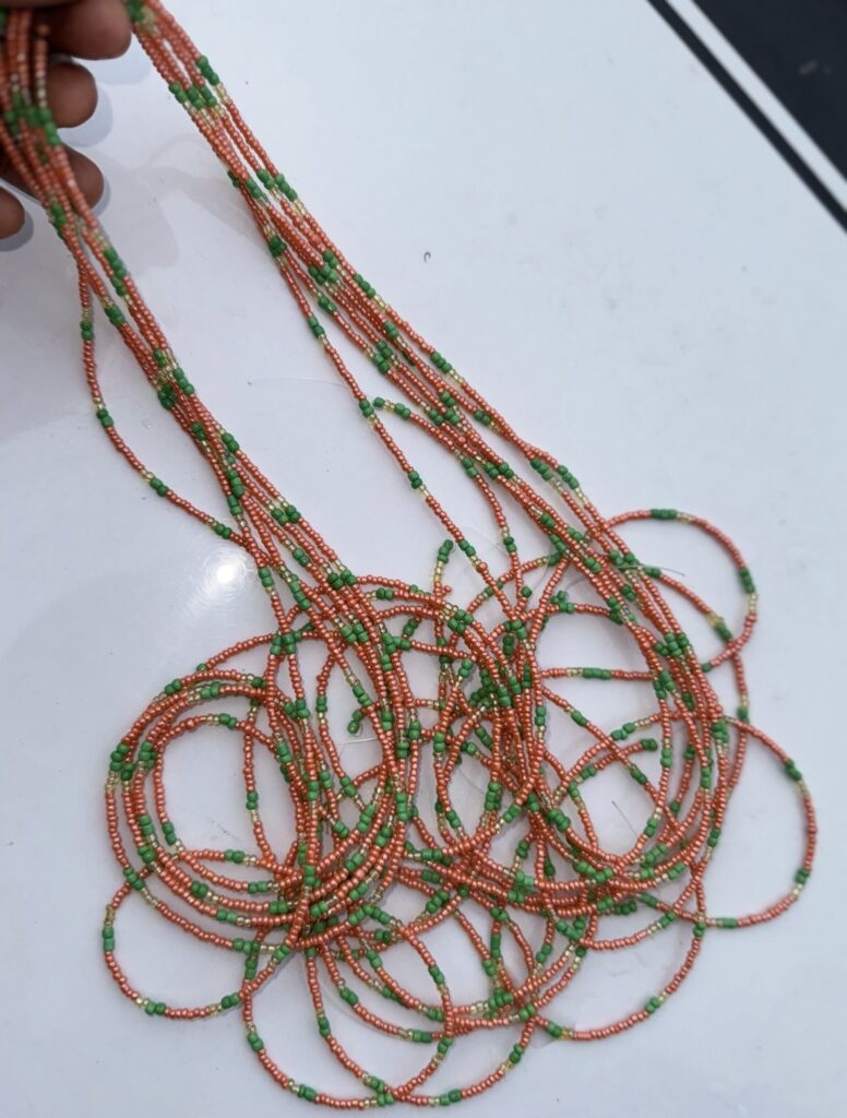 Orange and green waistbeads