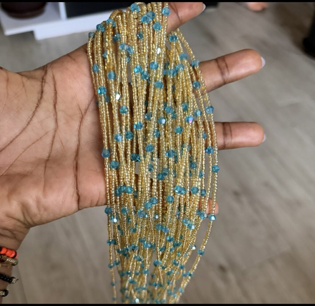 Blue crystal waistbeads
